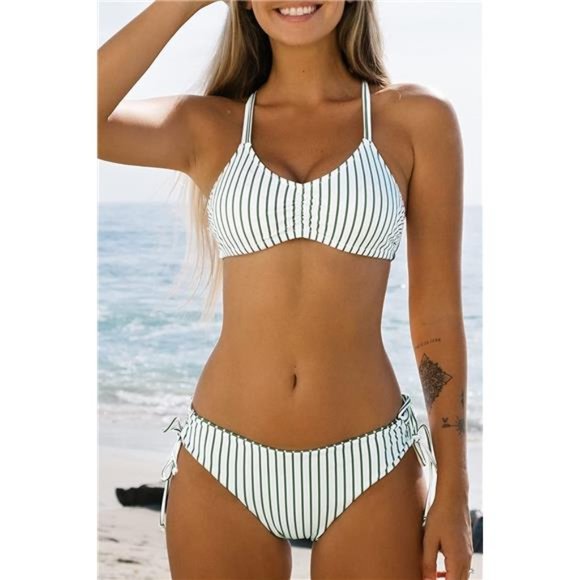Women's 2 Piece Bikini Set Back Braided Straps with Reversible Bottom - Picture 2 of 6